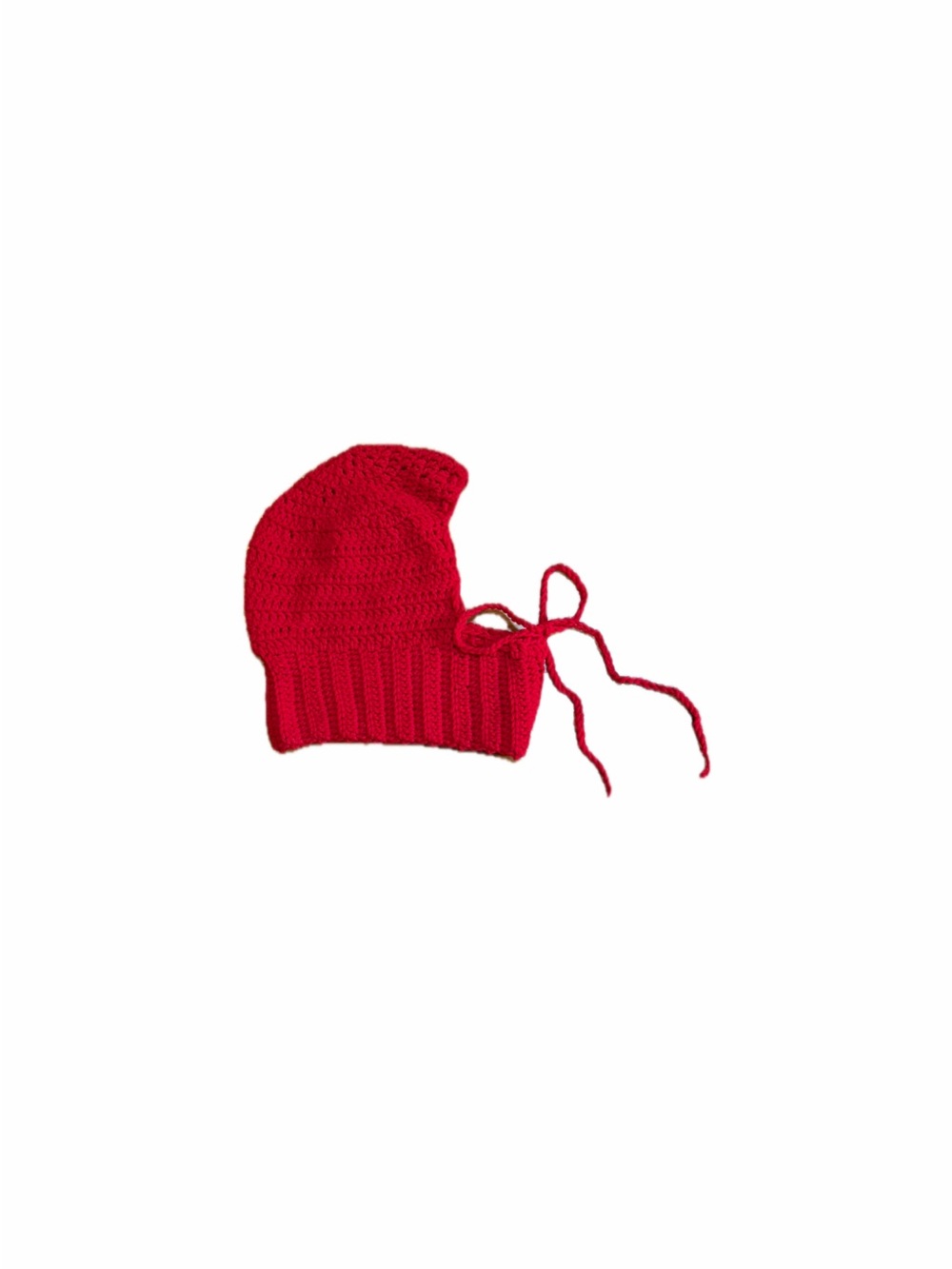 Hand made Red Crochet Balaclava with Front Tie